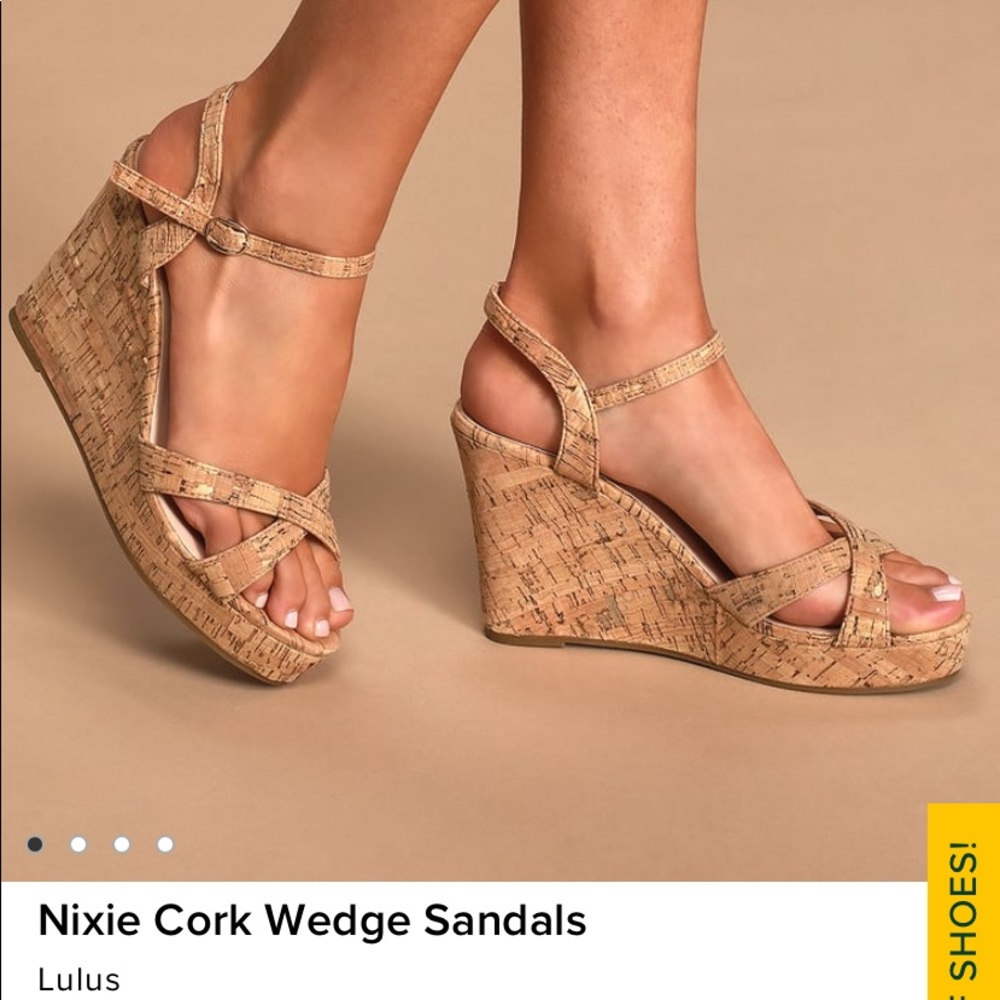 Lulus Cork Wedges NWOT size 6